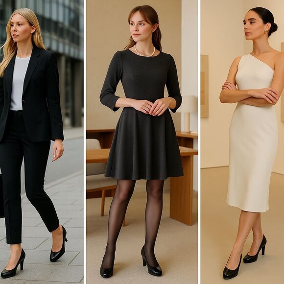 Marc Fisher Women’s Black Leather Heels 8.5M | Quiet Luxury | Coquette | Minimal - Picture 1 of 15